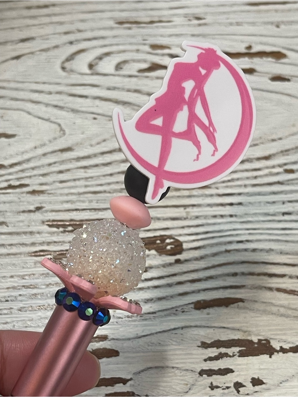 Pink Moon Silhouette Lipstick Charm Accessory